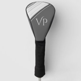 Funda Para Palo De Golf Blanco moderno en monograma gris