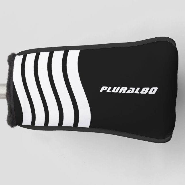 Funda Para Palo De Golf Blanco negro deportivo moderno (Anverso)