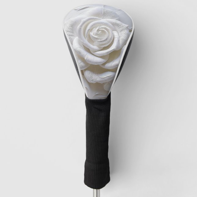Funda Para Palo De Golf Blanco Sobre Blanco - Rosa Esculpida (Anverso)