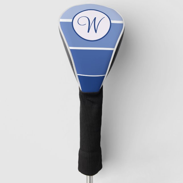 Funda Para Palo De Golf Bloque de gradiente azul monograma moderno (Anverso)