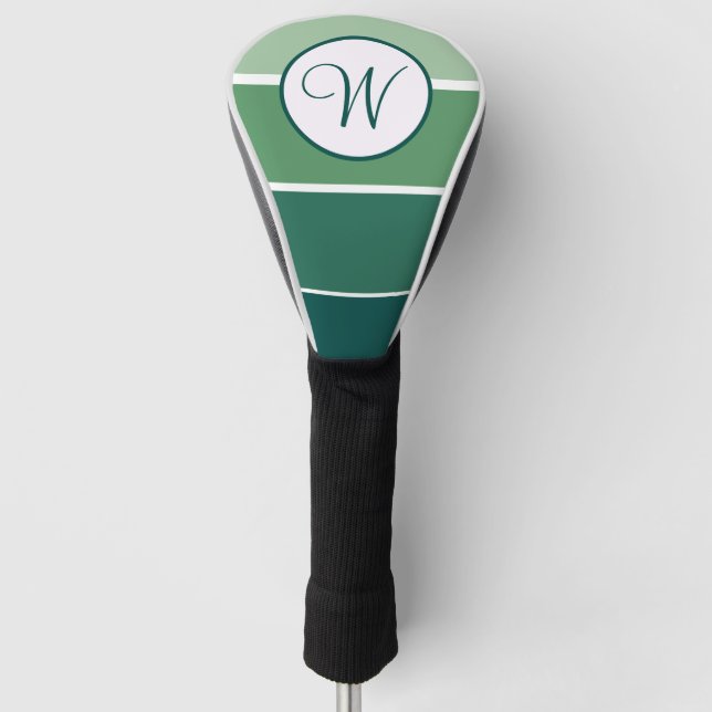 Funda Para Palo De Golf Bloque de gradiente verde monograma moderno (Anverso)