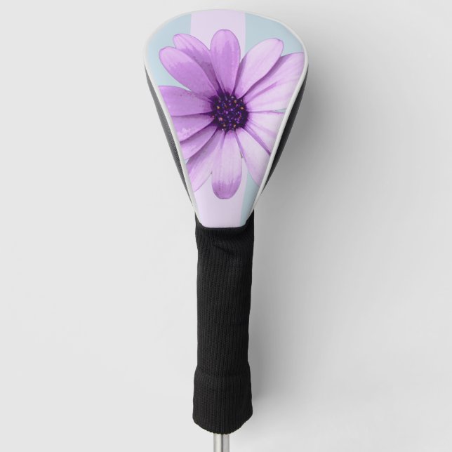 Funda Para Palo De Golf blue and purple striped daisy pattern (Anverso)