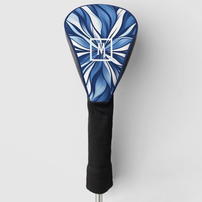 Funda Para Palo De Golf Blue Bliss: Floral psicodélica orgánica (Anverso)