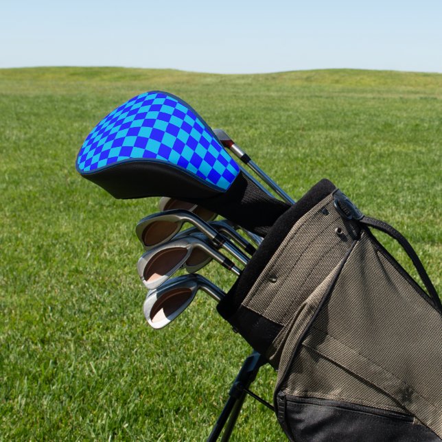 Funda Para Palo De Golf Blue Monochrome Checkerboard Pattern (In Situ)