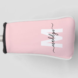 Funda Para Palo De Golf Blush Pink Modern Girly Name Monogram