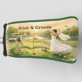 Funda Para Palo De Golf Boda de Golf Afortunado en el Amor tema del Día de