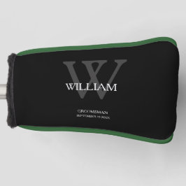 Funda Para Palo De Golf Boda Groomsman Regalo Monograma moderno Guay Negro