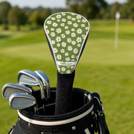 Funda Para Palo De Golf Boho Daisy Estampado Floral Nombre Verde 