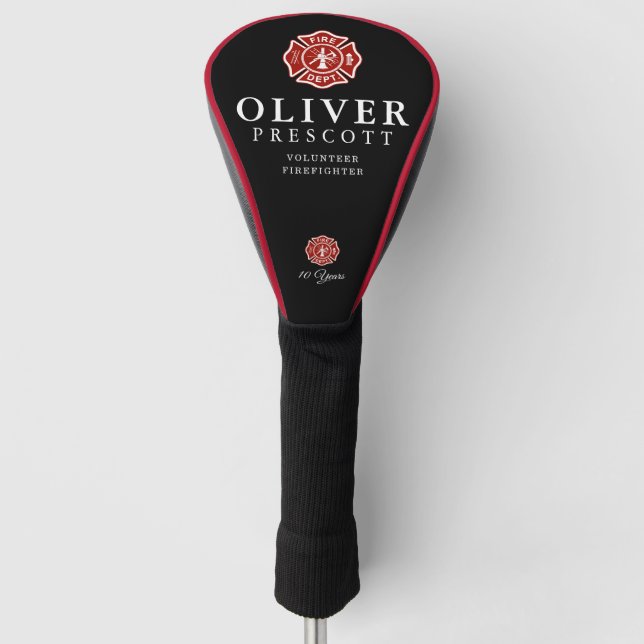 Funda Para Palo De Golf Bombero voluntario | Símbolo maltés cruzado negro (Anverso)