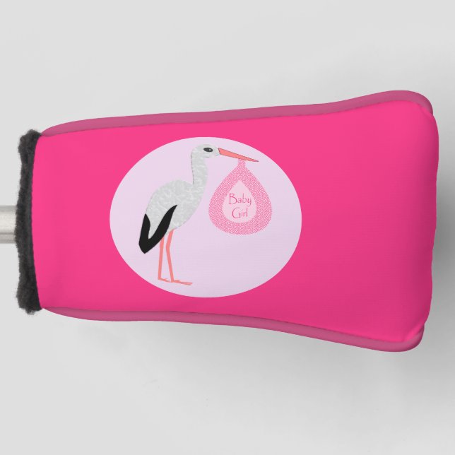 Funda Para Palo De Golf Bonito Bebé Rosa Stork (Anverso)