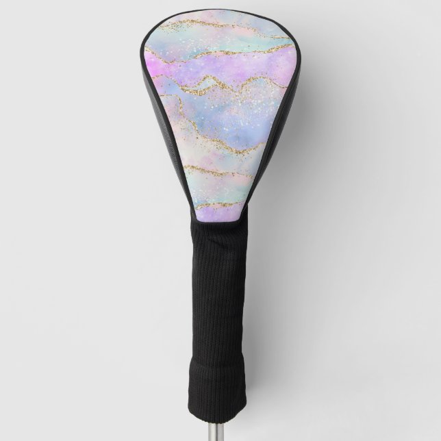 Funda Para Palo De Golf Bonito Pastel Agate | Vena acuarela Purpurina de o (Anverso)