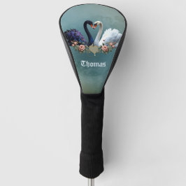 Funda Para Palo De Golf Bono eterno, cisnes negros y blancos enamorados.