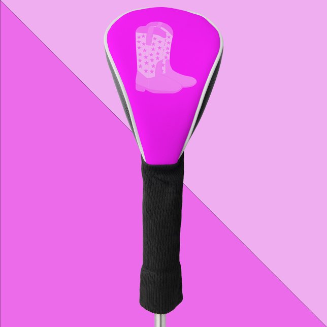 Funda Para Palo De Golf Boots de cowboy con Stars Pink (A golf head cover with a pair of pink cowboy boots with stars)