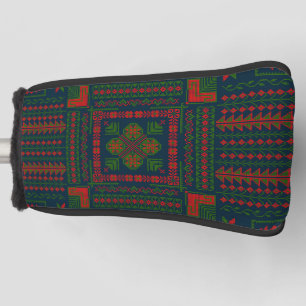 Funda Para Palo De Golf Bordado Palestino Tatreez rojo verde 5 Patrón