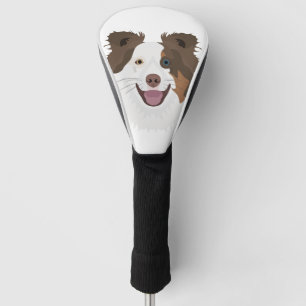 Funda Para Palo De Golf Border collie feliz de la cara de los perros del