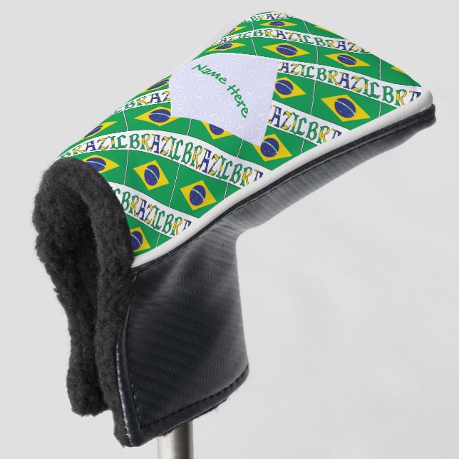 Funda Para Palo De Golf Brasil y la bandera brasileña con un verde azucara (Anverso 3/4)