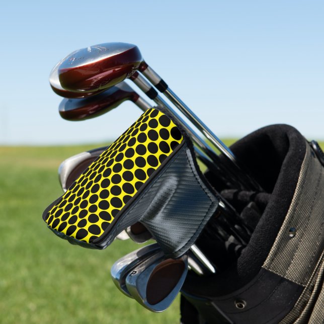 Funda Para Palo De Golf Bright Yellow with Black Dot Style Putter Cover (In Situ)