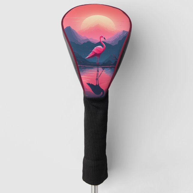 Funda Para Palo De Golf Brillante Vibrante Moderno Sunset Flamingo (Anverso)