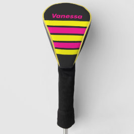 Funda Para Palo De Golf Brillo Retro del Sol a Través de Rayas con Nombre