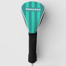 Funda Para Palo De Golf Brisa de Playa Turquesa con Rayas Finas y Nombre