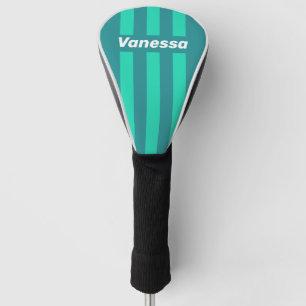 Funda Para Palo De Golf Brisa de Playa Turquesa con Rayas Finas y Nombre