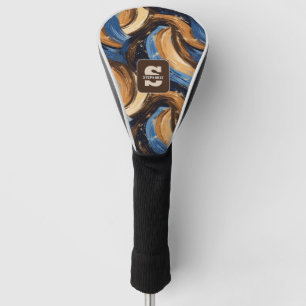 Funda Para Palo De Golf Brochas de broche de abstracto de curry en azul y