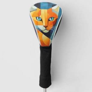 Funda Para Palo De Golf Bromistas abstractos: gato Naranja