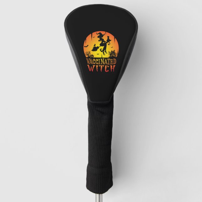 Funda Para Palo De Golf Bruja vacunada, humor de Halloween, bruja de Hallo (Anverso)
