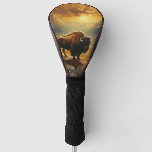 Funda Para Palo De Golf Buffalo Bison Sunset Silhouette (Anverso)
