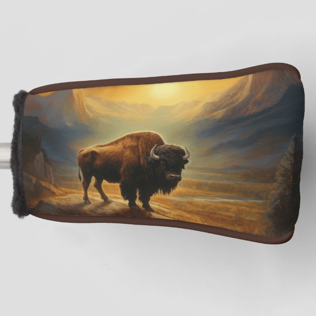 Funda Para Palo De Golf Buffalo Bison Sunset Silhouette (Anverso)