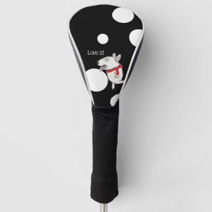 Funda Para Palo De Golf Bull Terrier disfrutando de una pelota de golf