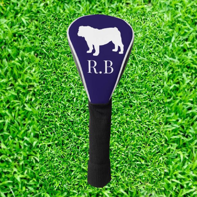 Funda Para Palo De Golf Bulldog azul inglés (Show off your love for English Bulldogs on the golf course with our stylish monogram golf head cover)