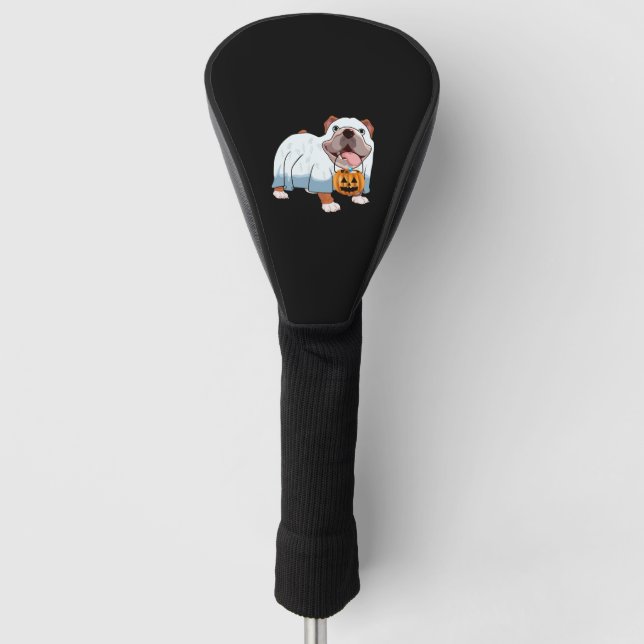 Funda Para Palo De Golf Bulldog fantasma Perro de Halloween (Anverso)