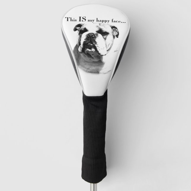 Funda Para Palo De Golf Bulldog Feliz Cara (Anverso)