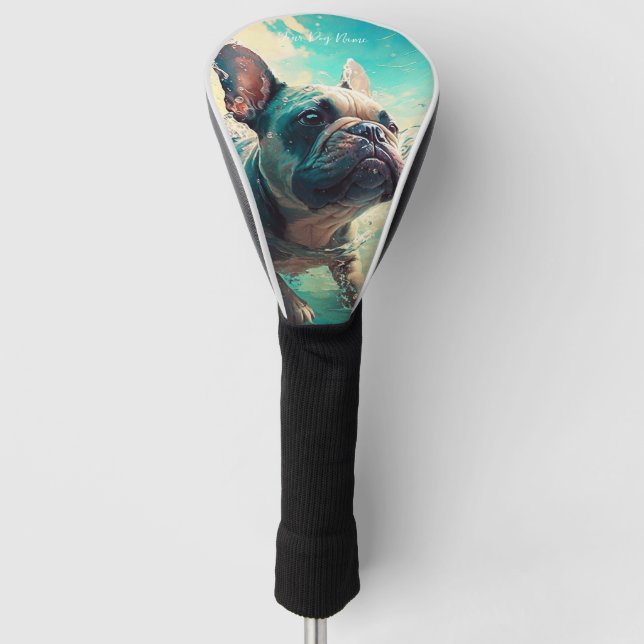 Funda Para Palo De Golf Bulldog francés nadando en el agua 001 (Anverso)