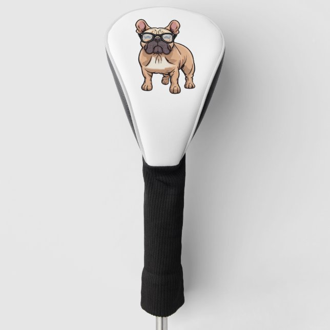 Funda Para Palo De Golf Bulldog francés vistiendo gafas (Anverso)