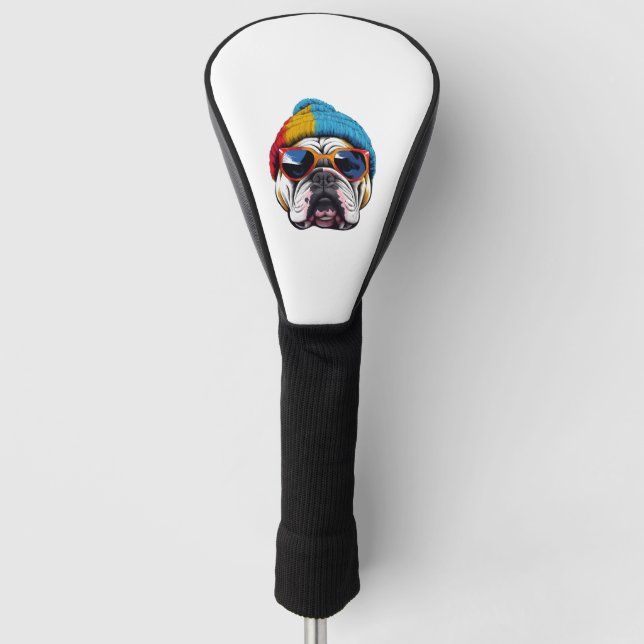 Funda Para Palo De Golf Bulldog Guay Inglés Con Un Gorra De Beanie (Anverso)