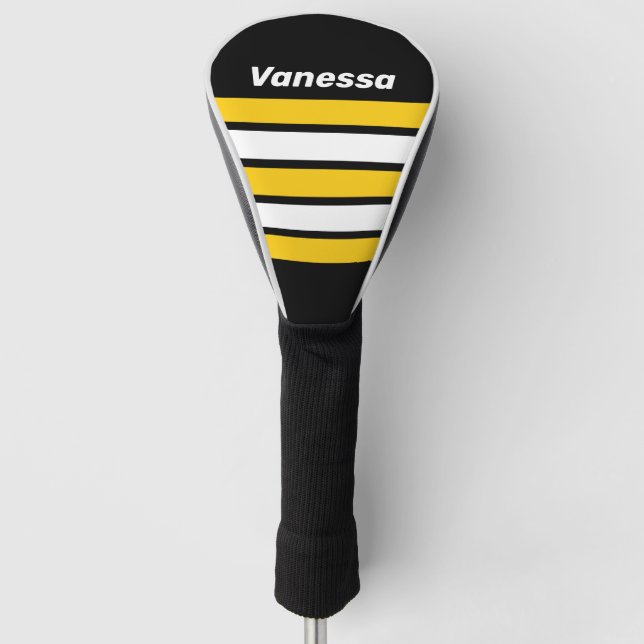 Funda Para Palo De Golf Bumblebee Nostalgic Across Striping with Name (Anverso)