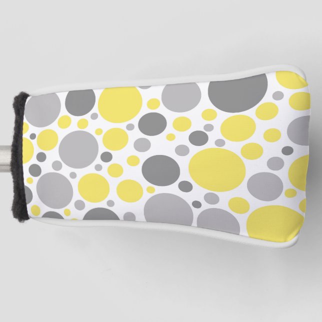 Funda Para Palo De Golf Burbujas grises y amarillas modernas (Anverso)