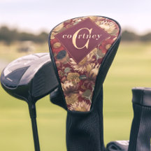 Burgundy William Morris Floral Elegant Monogram