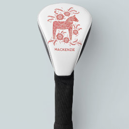 Funda Para Palo De Golf Caballo de dala sueco rojo y blanco personalizado