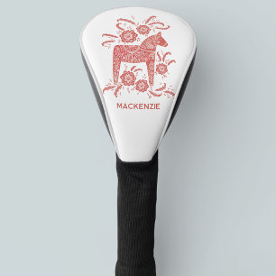 Funda Para Palo De Golf Caballo de dala sueco rojo y blanco personalizado