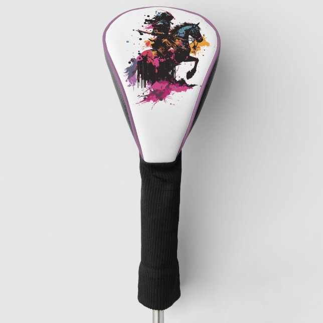Funda Para Palo De Golf Caballo de guerrero en acuarela (Anverso)