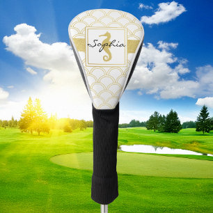 Funda Para Palo De Golf Caballo de mar de playa con patrón de onda oceánic