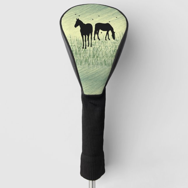 Funda Para Palo De Golf Caballos en campo (Anverso)