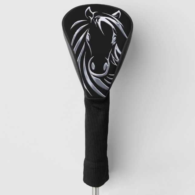 Funda Para Palo De Golf Cabeza de caballo plateado (Anverso)
