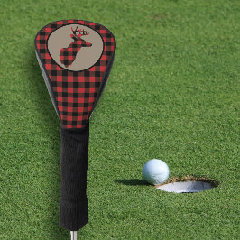 Funda Para Palo De Golf Cabeza de ciervo de búfalo negro rojo