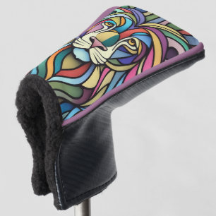 Funda Para Palo De Golf Cabeza de león colorida detallada