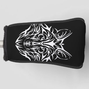 Funda Para Palo De Golf Cabeza de lobo blanco en negro