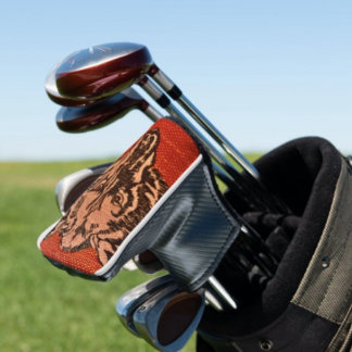 Funda Para Palo De Golf Cabeza de Lobo sobre Rojo 